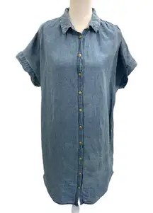 MADEWELL Linen Blend Popover Shirtdress Shirt Dress Chambray Denim size Medium