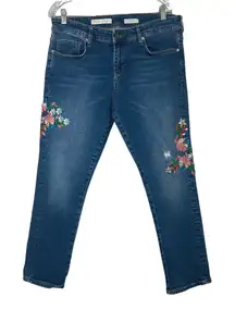 Pilcro Embroidered Distressed Jeans Women's 31 cottage feminine country boho
