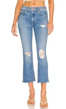 Mother The Insider Ankle Mid Rise Flare Jean Bloom And Doom Distressed Size 29