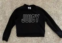 JUICY COUTURE Sweater Cropped Sweatshirt w/ Silver Crown Juicy Logo Sz Small