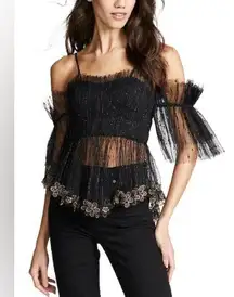Alice McCall Alright Black Sheer Chiffon Lace Blouse