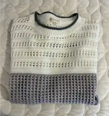 Thread & Hem Striped Open Knit Sweater Cream‎ Grey Green Size M Cotton Blend