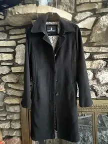 Women’s Small Black, London Fog Jacket With Belt Mid Length