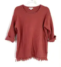Coldwater Creek | Crochet Salmon 100% Cotton Fringe Half Sleeve Sweater Small