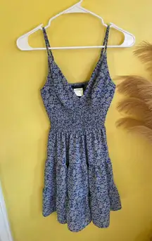 B. Smart Blue Floral Mini Dress