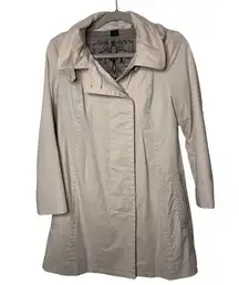 Mackage Tan Classic Short trench coat with leather trim pockets sz XS