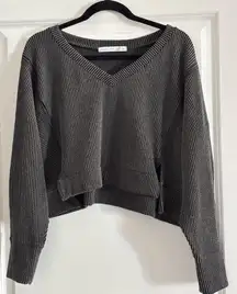 Altar'd State Charcoal Gray Ribbed Crop Sweater
