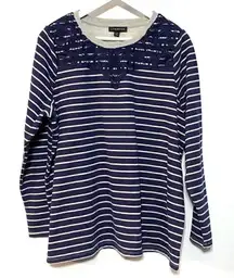 Lane Bryant navy gray striped lace sz 14/16