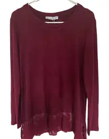 Potters Pot NEW size Large red tunic top lace long sleeve