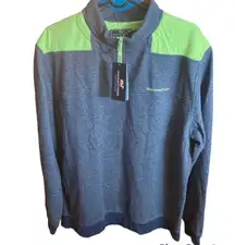 NWT 1/4 Zip Mock Pullover Shep Sweatshirt Mens XL Women’s 2XL Lime Green & Grey Unisex