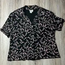 Clearwater Creek Floral Black and Pink Top Size XL