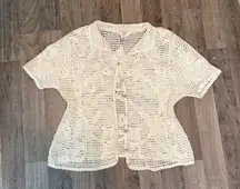 Vintage retro crochet knit cottagecore buttoned cardigan top