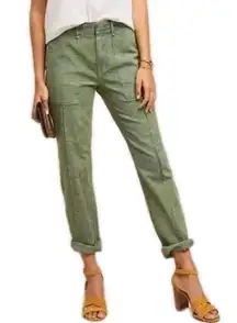 BY ANTHROPOLOGIE The Wanderer Sage Green Leaf Print Jacquard Pants Women's 29