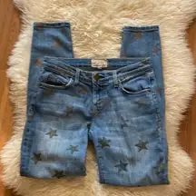 Current/Elliott The Stiletto Super Loved w/ Rose Gold Stars Denim Jeans Sz 25