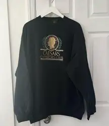 Caesars Emperors Club Embroidered Crest Silhouette Vintage Oversized Sweatshirt