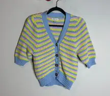 Vox Lux striped short sleeve cardigan sweater