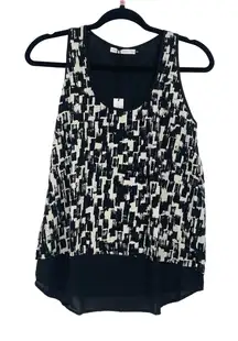 Revolve Three Eighty Two Black White Scoop Geomentric Sleeveless‎ Blouse XS