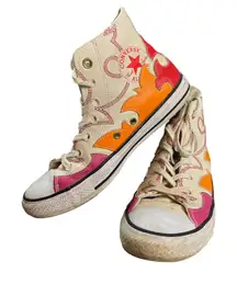 Converse Chuck Taylor All Star High Top Flames Leather Sneakers Womens 7.5