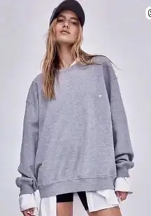 For Love & Lemons Alex Oversized Crewneck Sweatshirt Heather Grey Size XXS