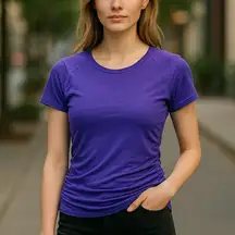 TANGERINE Regal Purple Activewear Short Sleeve Workout Yoga Top ~ Women's MEDIUM