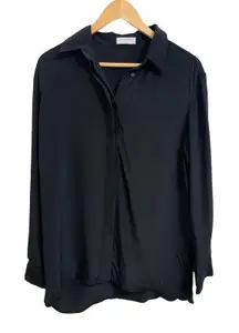 Aritzia Babaton Academy silk button up blouse in black size Small #92287 $148‎