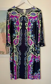 Chico’s Paisley Floral Shift Knee Length Mini Dress