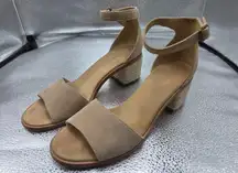 Soludos Capri Suede Block Heel Espadrille Sandals Beige Tan Shoes Size 9.5