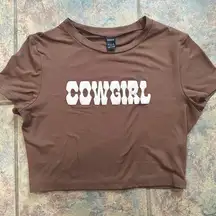 SheIn cropped brown cowgirl shirt with short sleeve