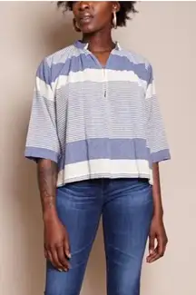 Apiece Apart Shirred Agata Top Cote Stripe Navy Blouse Womens‎ Size 4