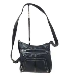 GNW Black Pebbled Genuine Leather Crossbody Messenger Shoulder Bag Multipockets