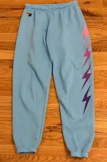 Aviator Nation Light Blue Lightning Bolt Sweatpants