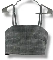 Akira Gray Plaid Cropped Tank Top Women’s Size Large Y2K Streetwear‎
