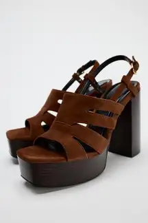 ZARA CHUNKY SUEDE PLATFORM SANDALS