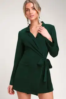 NWT Lulu's Hollywood Nights Forest Green Blazer Romper