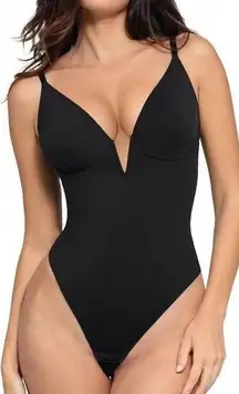 New Popilush Underwire Cups Deep V Bodysuit XL Black