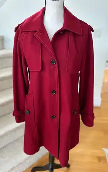 Calvin Klein Capelet Cape Red Wool Blend Peacoat