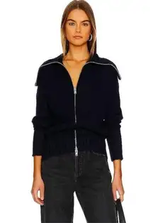 autumn cashmere  chunky Shaker Zip Jacket in Peacoat
Color:Peacoat