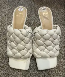 Marc Fisher IVORY Women's Dakina Puffy Square Toe Stiletto Slide US 7