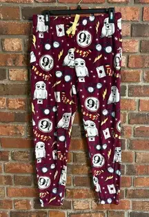 Harry Potter womens fleece owl pajama lounge jogger pants burgundy small