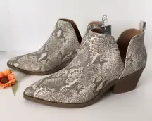 Snake Print Ankle Boots, Size 9 1/2