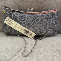 Kate Landry Silver Sequin Clutch Purse Handbag Shoulder Elegant