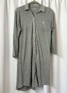 Lauren  Light Gray Button Up Sleep Dress Nightgown Size Medium