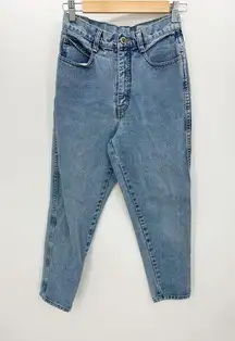 Bill Blass Levi Patch Light Wash High Waisted Mom Jeans Straight Women Size 6