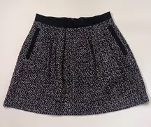 French Connection Multi-Color Tweed‎ w/ Black Contrast A-Line Mini Skirt Size 6