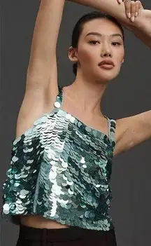 Anthropologie Walter Baker Nicky Paillette Top In Atlantis Piette Small $258