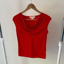 Michael Kors Red Drape Neck Top Size P/S