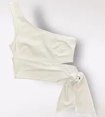 Urban Outfitters White One Shoulder Tie Tank Top Size S‎