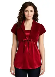 BCIN Red Y2K Velvet Bolero Jacket & Polka Dot Satin Camisole Set Size Medium