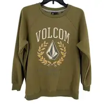 Volcom Stone Magic Boyfriend Fit Logo Sweatshirt Womens Size XS Moss Green