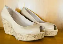 Stuart Weitzman Cream Platform Peep-Toe Shoes